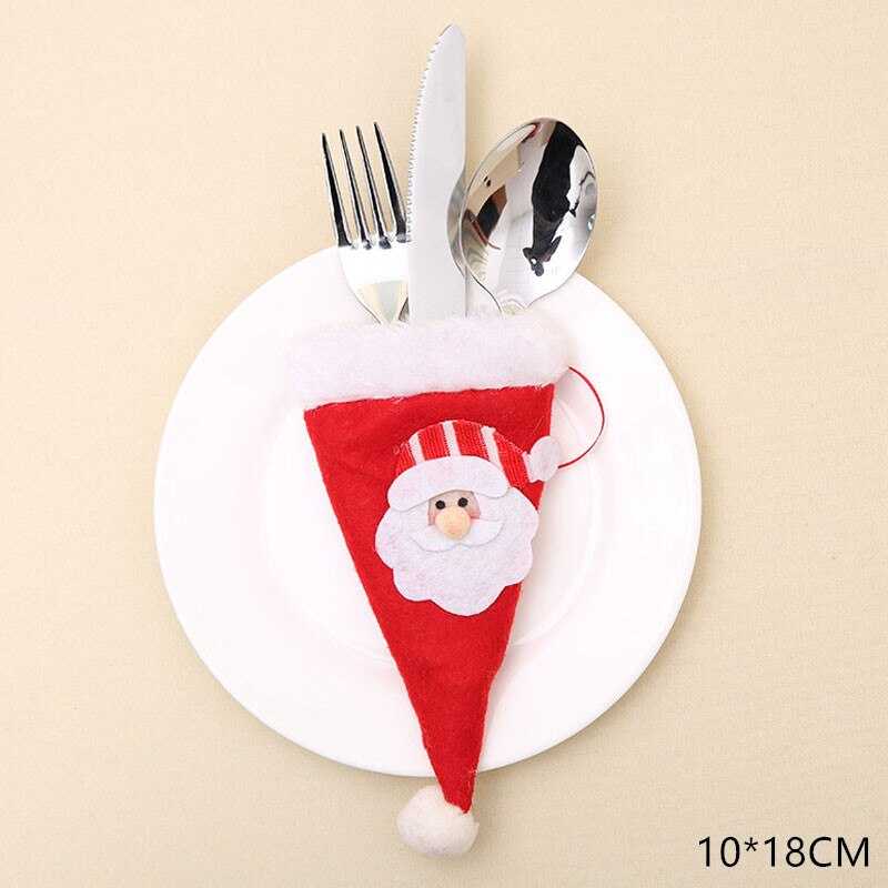 2021 Noel Christmas Decorations for Home Dinner Table Decor New Year 2022 Christmas Gift Tableware Fork Knife Holder Bag Navidad