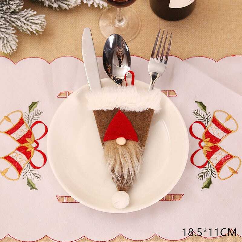 2021 Noel Christmas Decorations for Home Dinner Table Decor New Year 2022 Christmas Gift Tableware Fork Knife Holder Bag Navidad