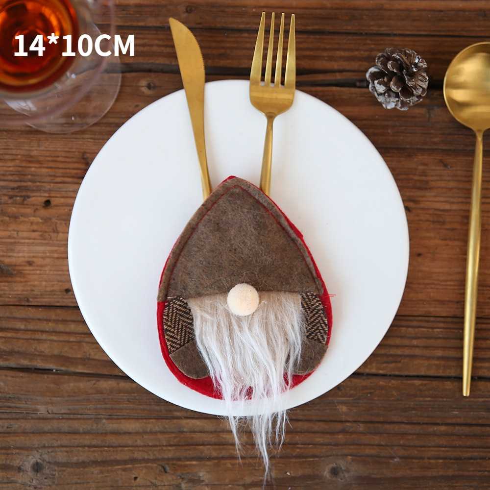 2021 Noel Christmas Decorations for Home Dinner Table Decor New Year 2022 Christmas Gift Tableware Fork Knife Holder Bag Navidad