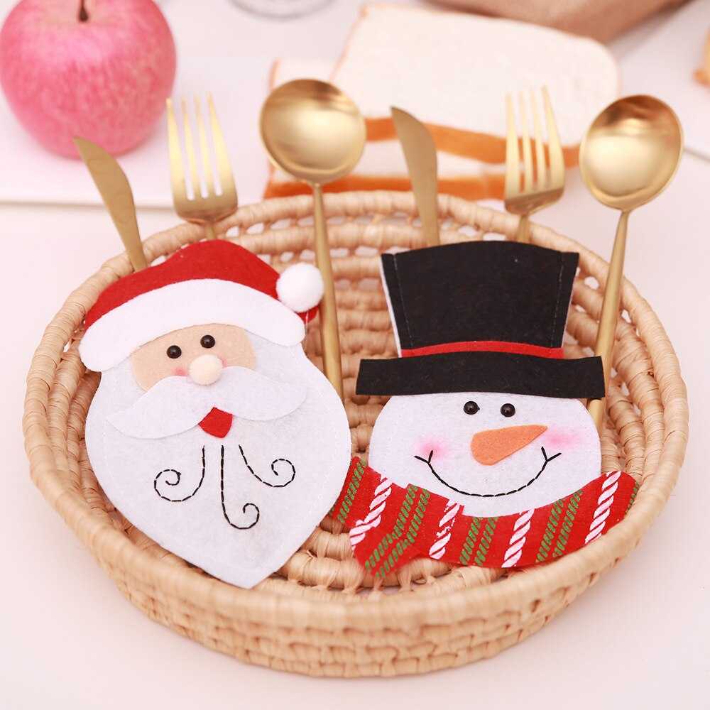 2021 Noel Christmas Decorations for Home Dinner Table Decor New Year 2022 Christmas Gift Tableware Fork Knife Holder Bag Navidad