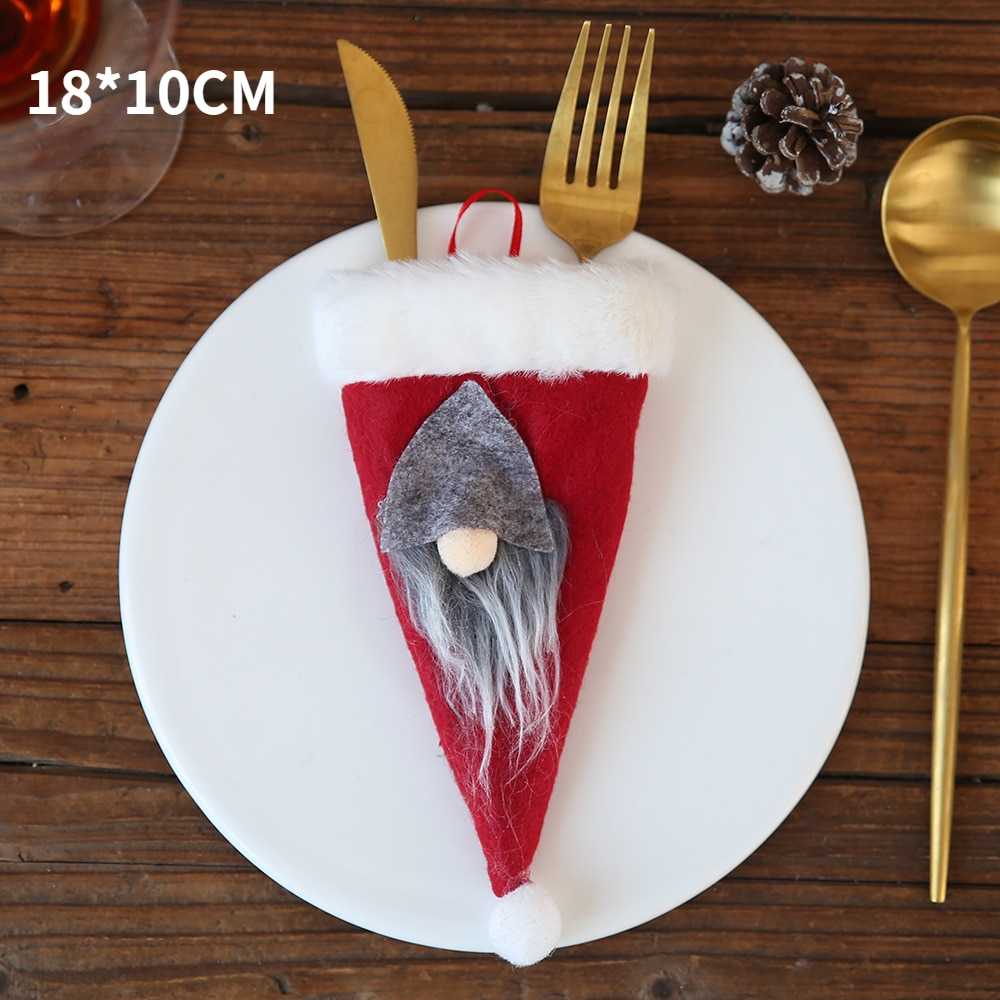 2021 Noel Christmas Decorations for Home Dinner Table Decor New Year 2022 Christmas Gift Tableware Fork Knife Holder Bag Navidad