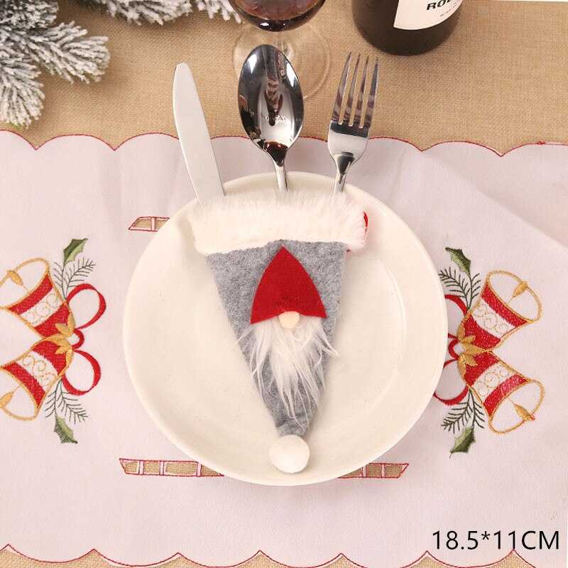 2021 Noel Christmas Decorations for Home Dinner Table Decor New Year 2022 Christmas Gift Tableware Fork Knife Holder Bag Navidad