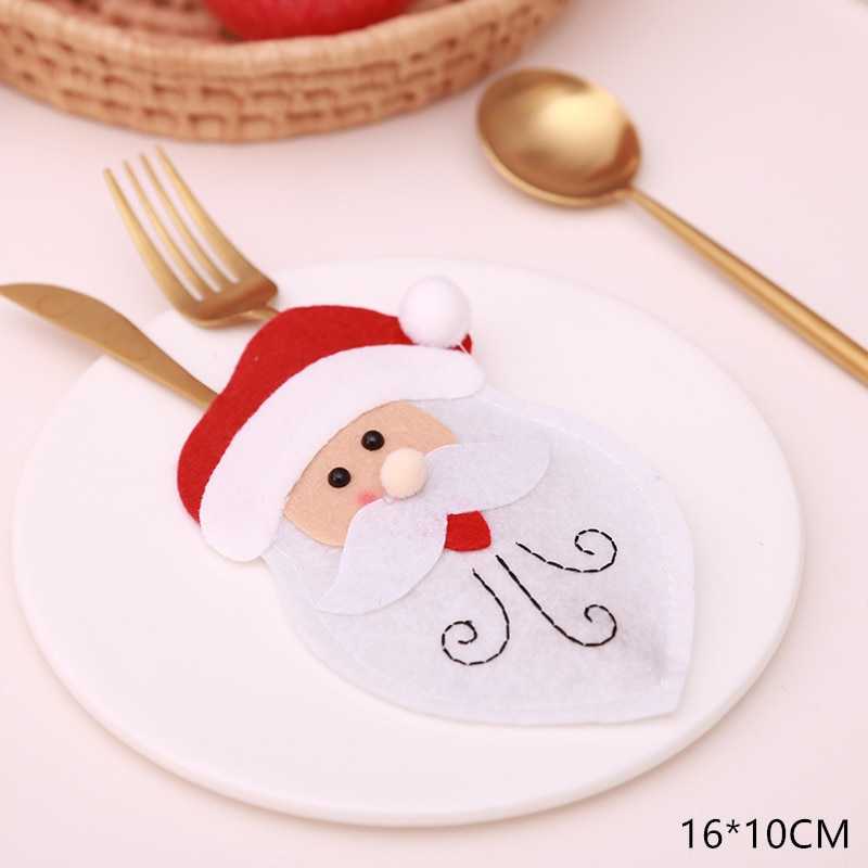 2021 Noel Christmas Decorations for Home Dinner Table Decor New Year 2022 Christmas Gift Tableware Fork Knife Holder Bag Navidad