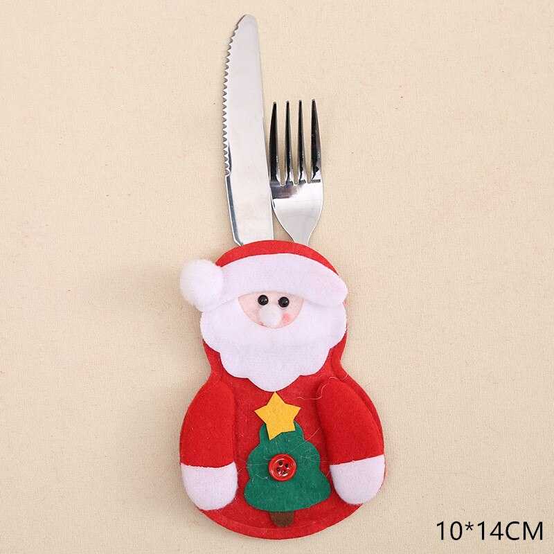 2021 Noel Christmas Decorations for Home Dinner Table Decor New Year 2022 Christmas Gift Tableware Fork Knife Holder Bag Navidad