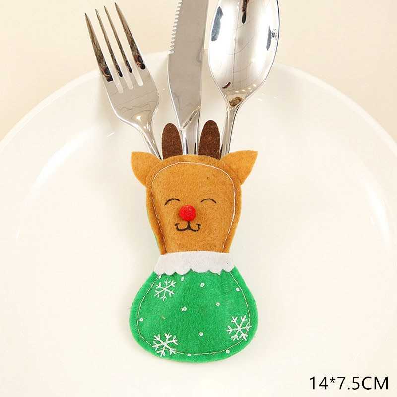 2021 Noel Christmas Decorations for Home Dinner Table Decor New Year 2022 Christmas Gift Tableware Fork Knife Holder Bag Navidad