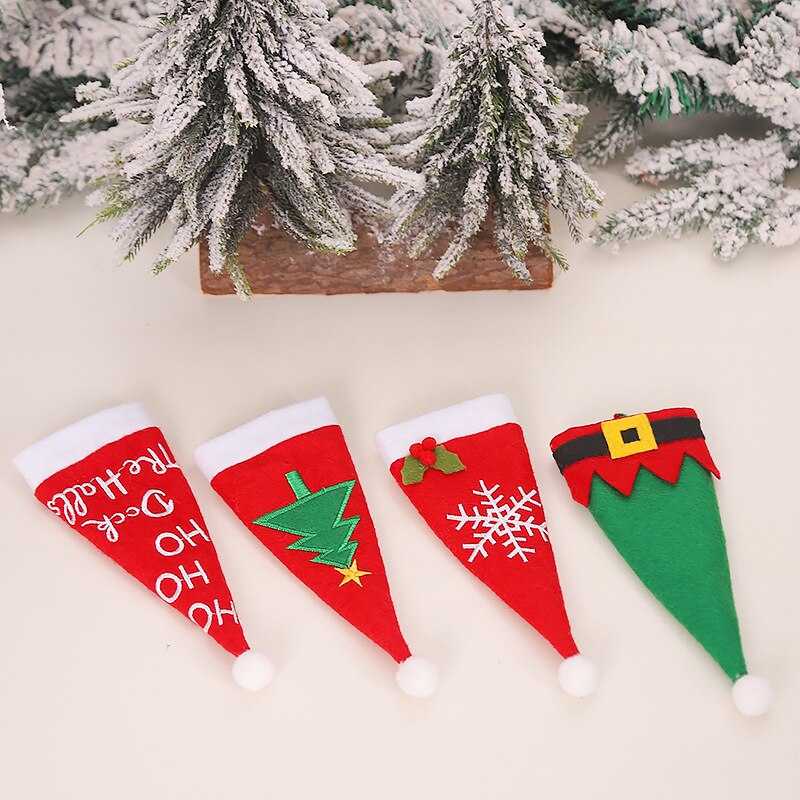 2021 Noel Christmas Decorations for Home Dinner Table Decor New Year 2022 Christmas Gift Tableware Fork Knife Holder Bag Navidad