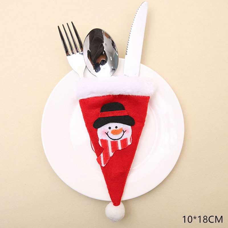 2021 Noel Christmas Decorations for Home Dinner Table Decor New Year 2022 Christmas Gift Tableware Fork Knife Holder Bag Navidad