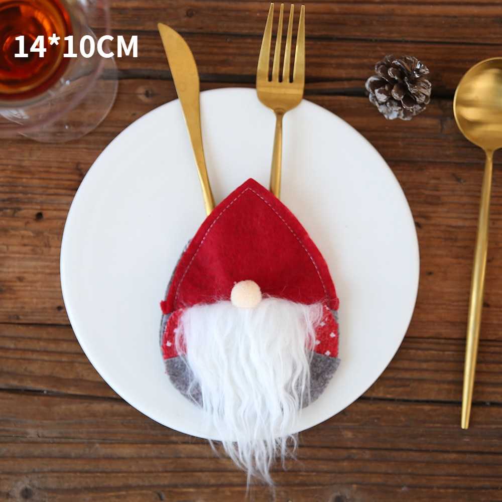 2021 Noel Christmas Decorations for Home Dinner Table Decor New Year 2022 Christmas Gift Tableware Fork Knife Holder Bag Navidad