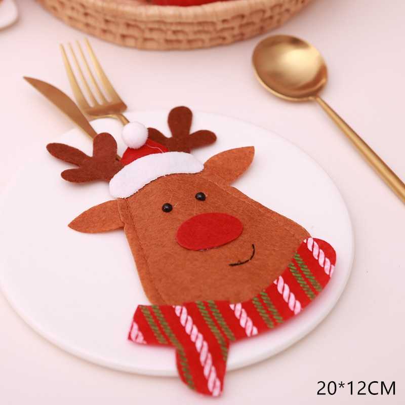 2021 Noel Christmas Decorations for Home Dinner Table Decor New Year 2022 Christmas Gift Tableware Fork Knife Holder Bag Navidad