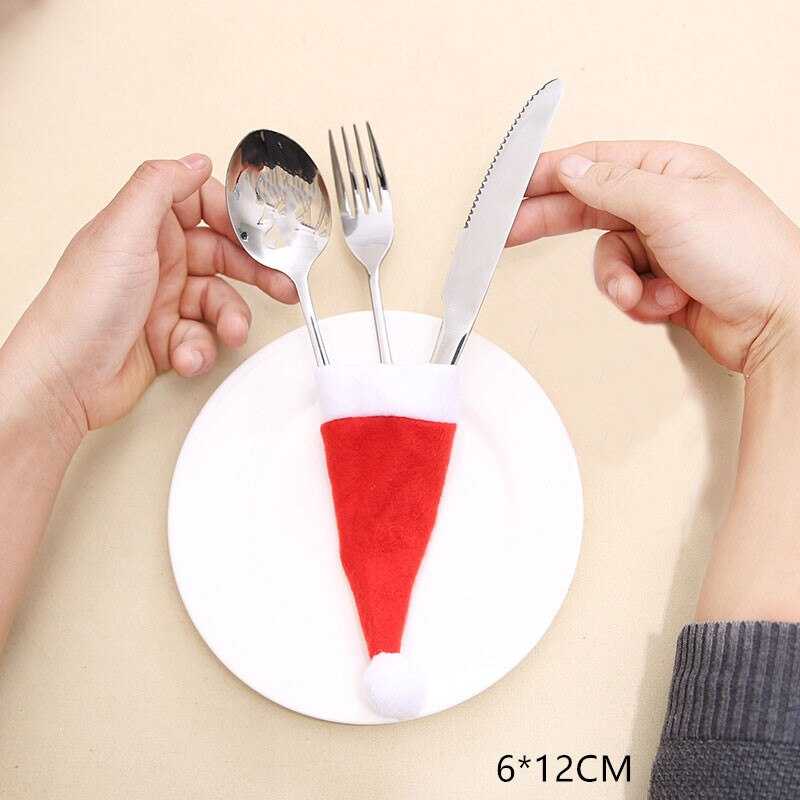 2021 Noel Christmas Decorations for Home Dinner Table Decor New Year 2022 Christmas Gift Tableware Fork Knife Holder Bag Navidad