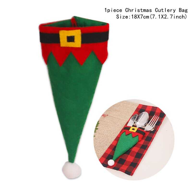 2021 Noel Christmas Decorations for Home Dinner Table Decor New Year 2022 Christmas Gift Tableware Fork Knife Holder Bag Navidad