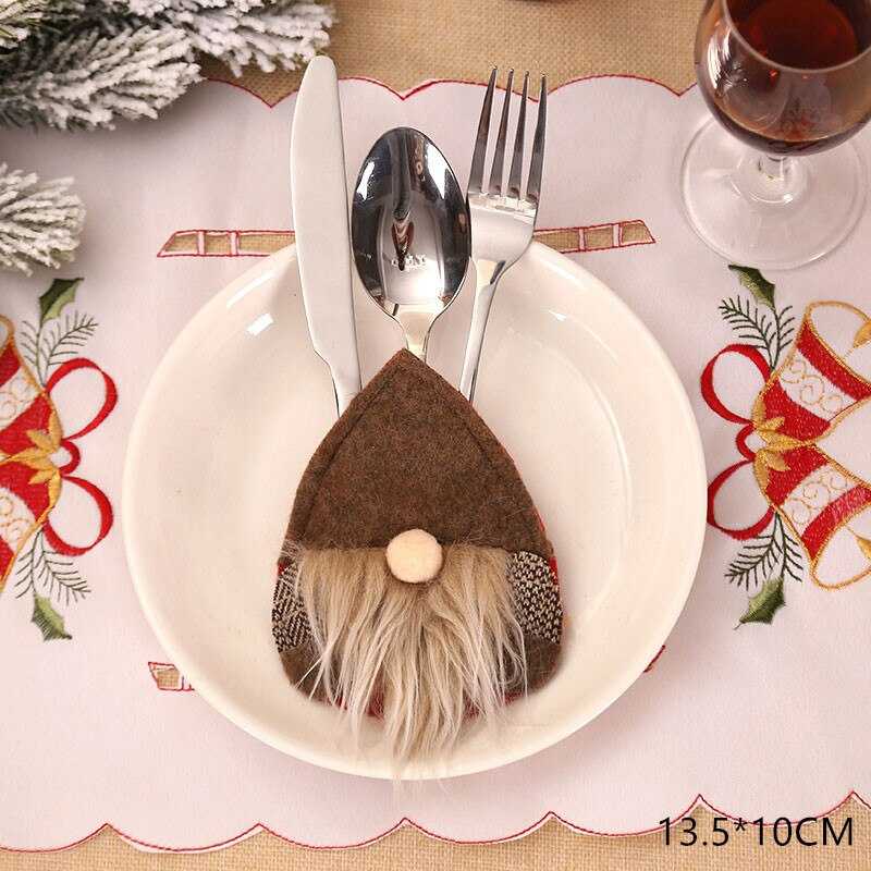 2021 Noel Christmas Decorations for Home Dinner Table Decor New Year 2022 Christmas Gift Tableware Fork Knife Holder Bag Navidad