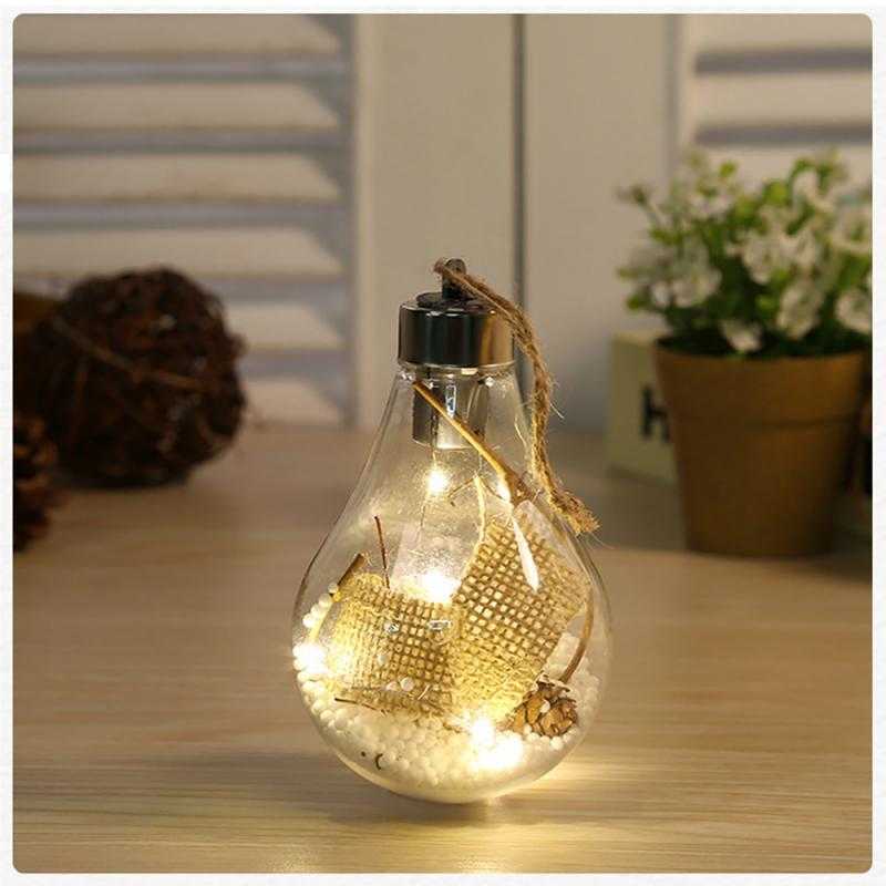 Christmas Transparent LED Bulb Ball Shape Pendant Christmas Xmas Tree Hanging Ornament Christmas Pendant Plastic Bulb Ball