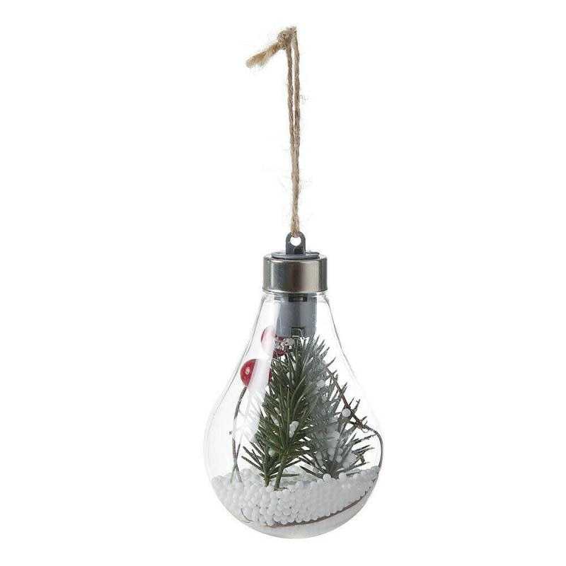 Christmas Transparent LED Bulb Ball Shape Pendant Christmas Xmas Tree Hanging Ornament Christmas Pendant Plastic Bulb Ball