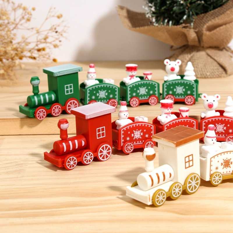 Christmas Plastic/Wooden Train Toy Merry Christmas Decor For Home Kids Christmas Gift Xmas Ornaments Navidad 2022 New Year 2023