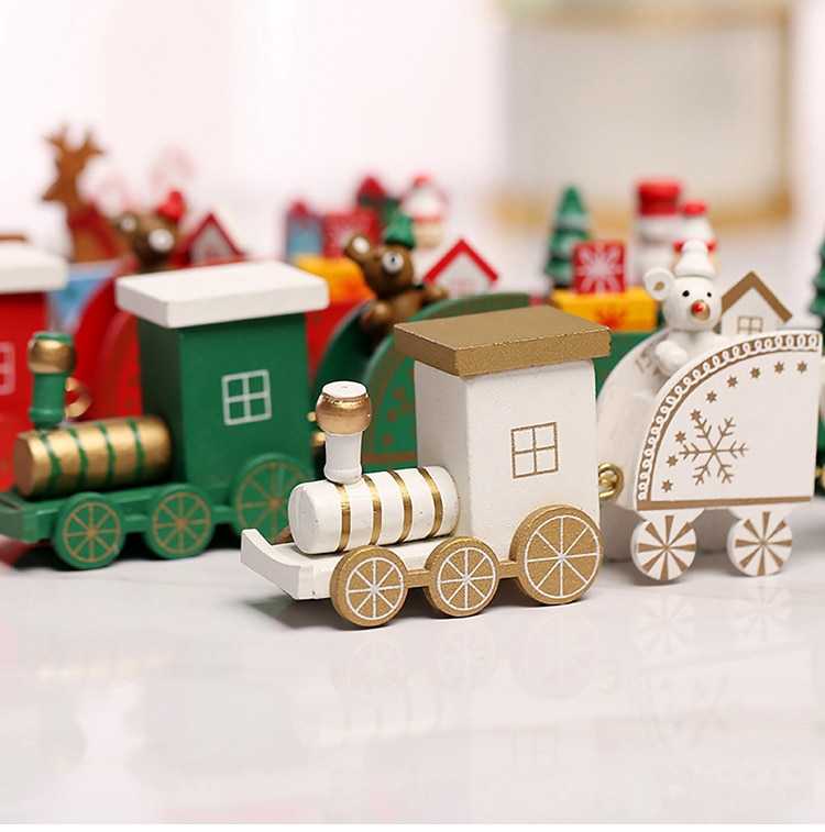 Christmas Plastic/Wooden Train Toy Merry Christmas Decor For Home Kids Christmas Gift Xmas Ornaments Navidad 2022 New Year 2023