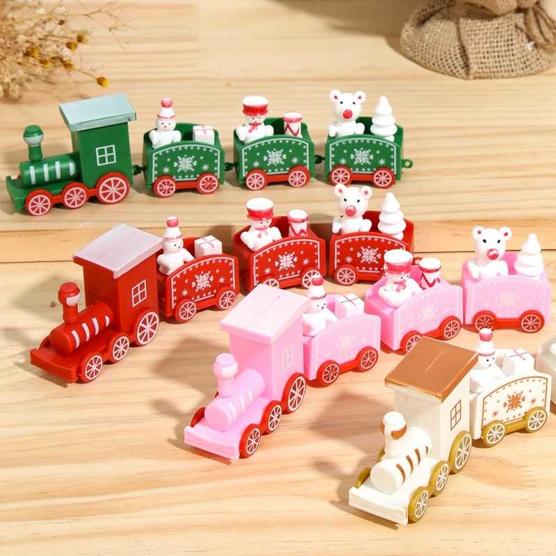 Christmas Plastic/Wooden Train Toy Merry Christmas Decor For Home Kids Christmas Gift Xmas Ornaments Navidad 2022 New Year 2023