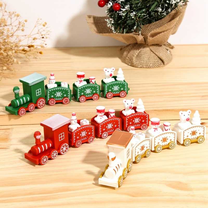 Christmas Plastic/Wooden Train Toy Merry Christmas Decor For Home Kids Christmas Gift Xmas Ornaments Navidad 2022 New Year 2023