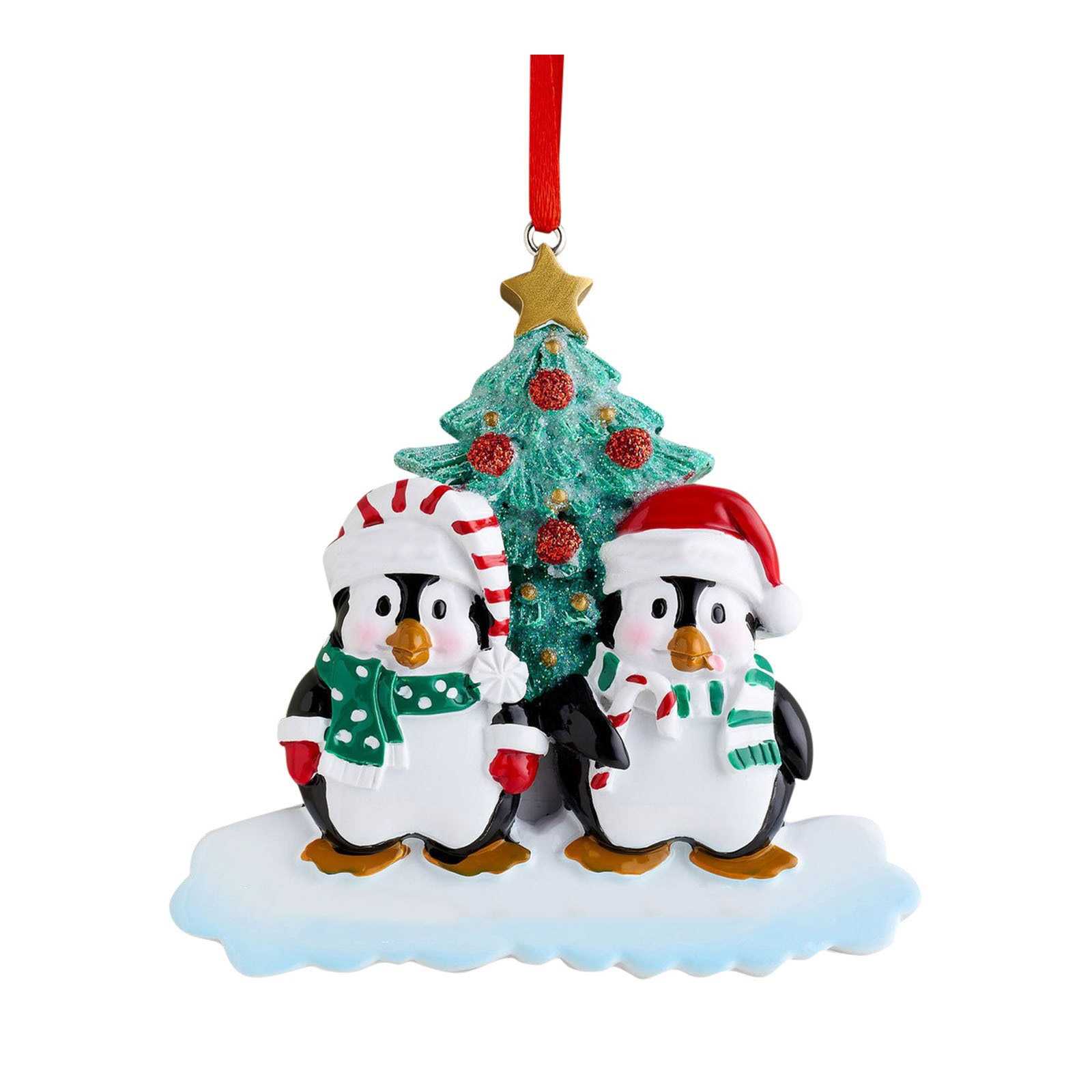 1PCS Resin Cute Penguin Family Pendant Xmas Christmas Tree Decoration Drop Ornaments Gift 2022 New Year Party for Home Decor