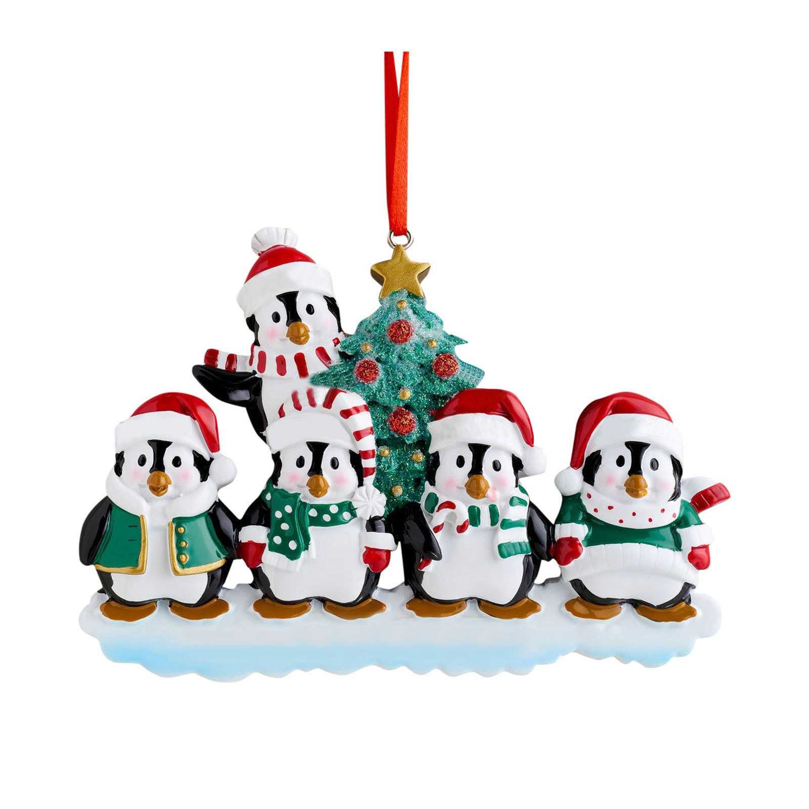 1PCS Resin Cute Penguin Family Pendant Xmas Christmas Tree Decoration Drop Ornaments Gift 2022 New Year Party for Home Decor