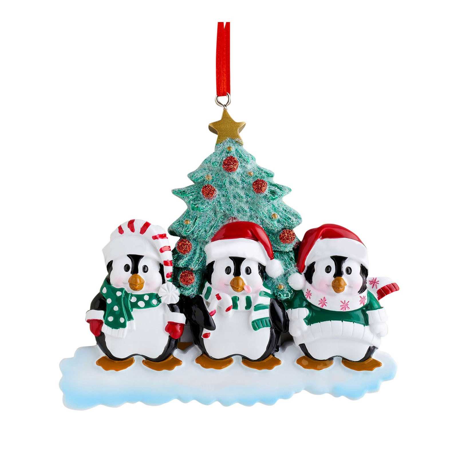 1PCS Resin Cute Penguin Family Pendant Xmas Christmas Tree Decoration Drop Ornaments Gift 2022 New Year Party for Home Decor