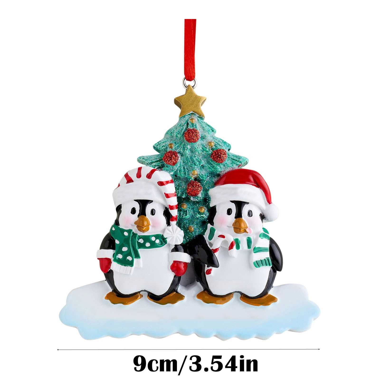 1PCS Resin Cute Penguin Family Pendant Xmas Christmas Tree Decoration Drop Ornaments Gift 2022 New Year Party for Home Decor