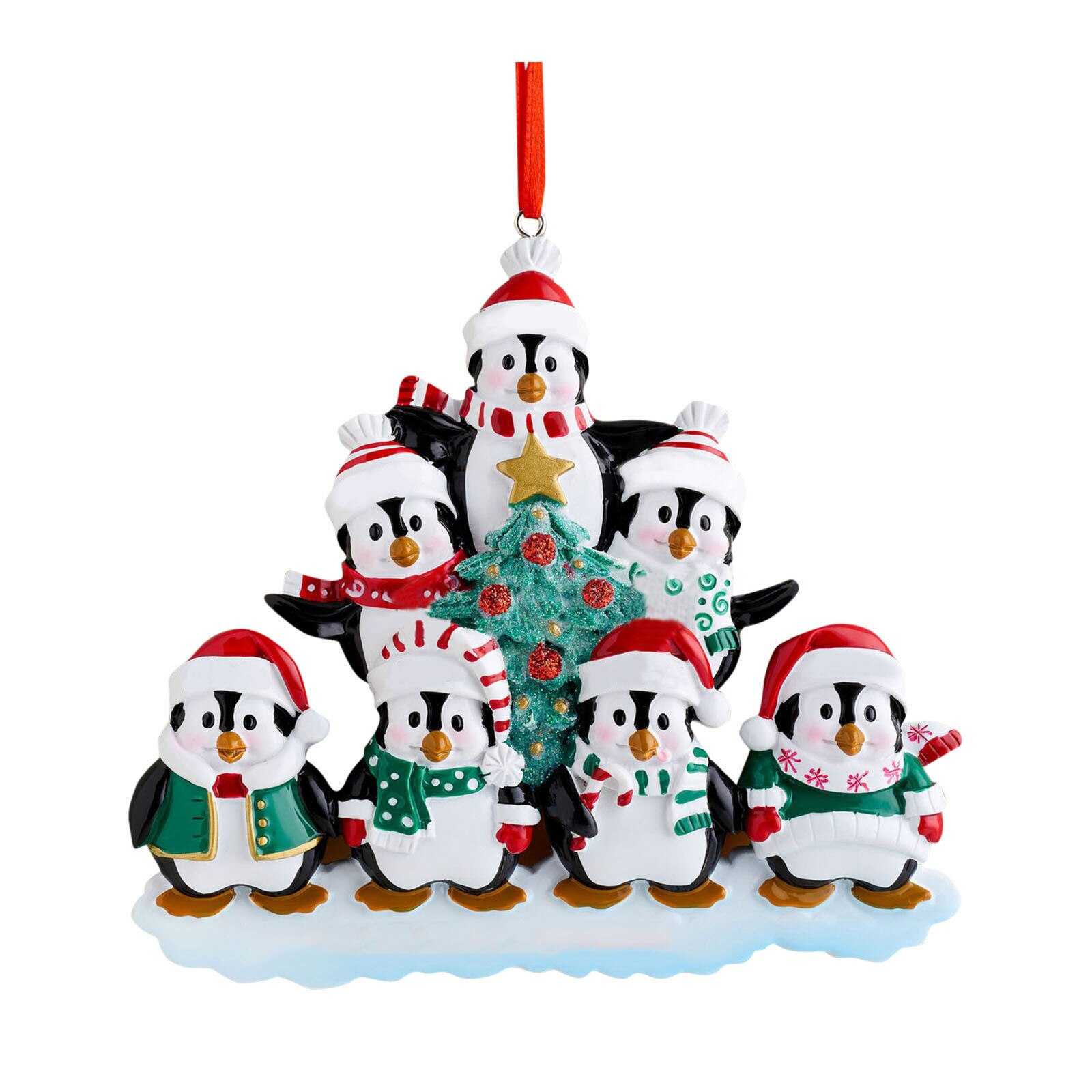 1PCS Resin Cute Penguin Family Pendant Xmas Christmas Tree Decoration Drop Ornaments Gift 2022 New Year Party for Home Decor