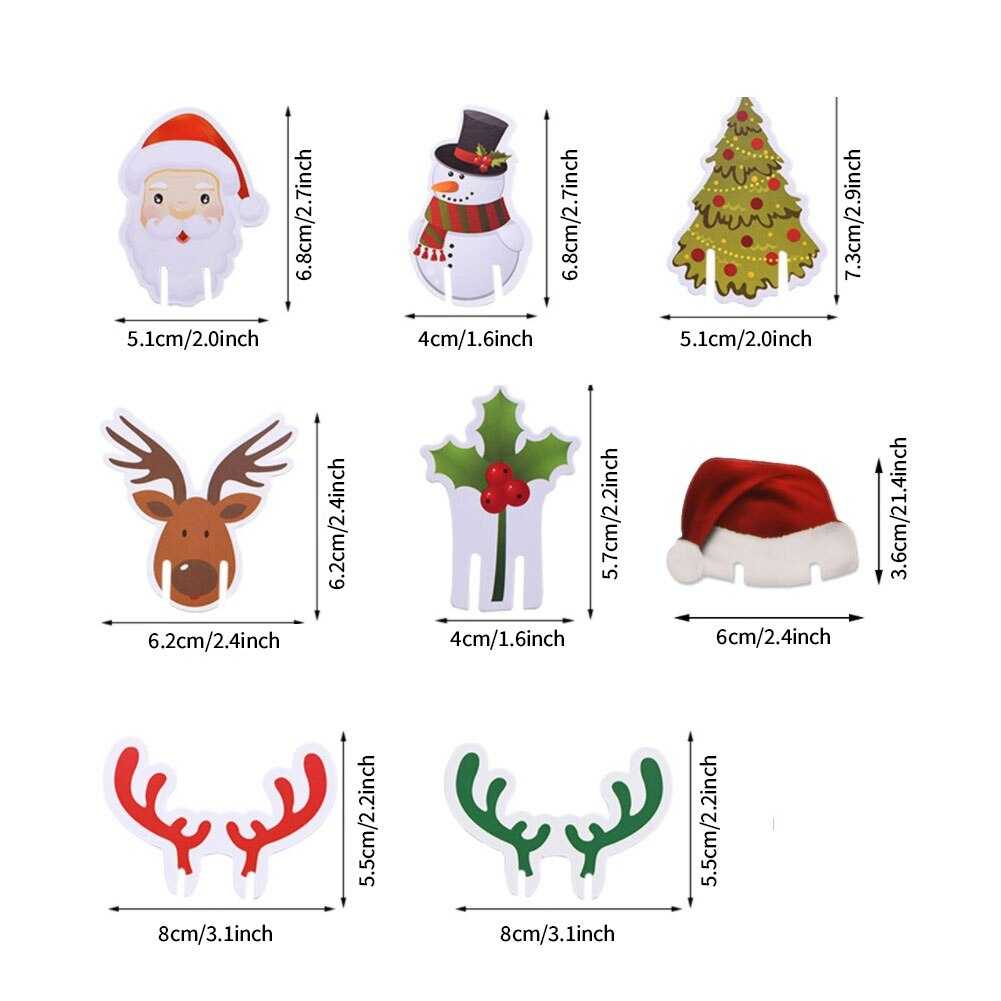 50pcs Santa Claus Snowman Tree Wine Glass 2022 Merry Christmas Decorations For Home Table Place Cards Xmas Gift New Year Party