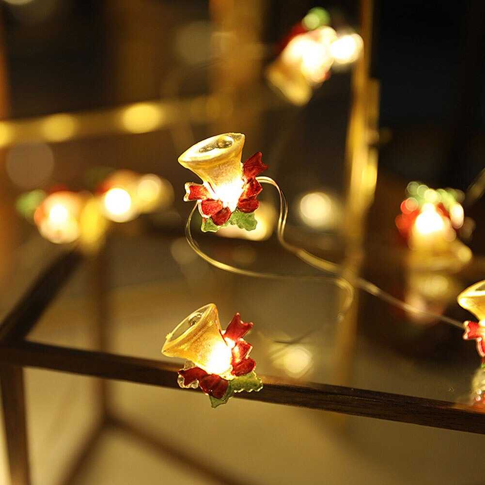 10/20/30 Leds Garland Lights Christmas Bell LED String Light Decor for Home Xmas Ornaments Navidad Gifts Noel 2022 New Year 2023