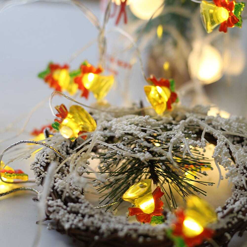 10/20/30 Leds Garland Lights Christmas Bell LED String Light Decor for Home Xmas Ornaments Navidad Gifts Noel 2022 New Year 2023