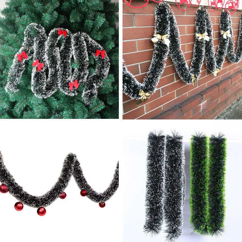 2020 New 2M Christmas Garland Home Party Wall Door Decor Christmas Tree Ornaments Tinsel Strips with Bowknot Party Supplies U3