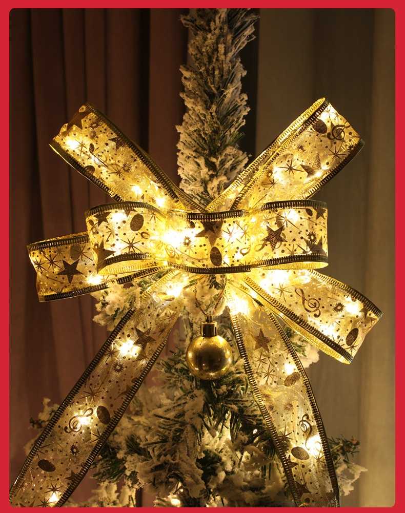 Christmas Decoration LED Ribbon Fairy Lights Christmas Tree Ornaments for Home 2022 DIY Bows Light String Navidad New Year 2023