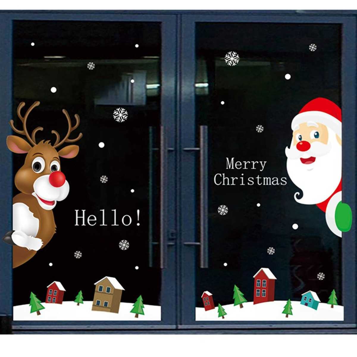 Christmas Wall Window Stickers Marry Christmas Decoration For Home 2022 Christmas Ornaments Xmas Navidad Gift New Year 2023