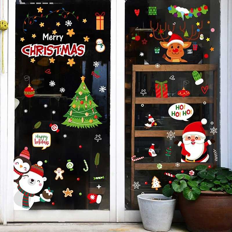 Christmas Wall Window Stickers Marry Christmas Decoration For Home 2022 Christmas Ornaments Xmas Navidad Gift New Year 2023