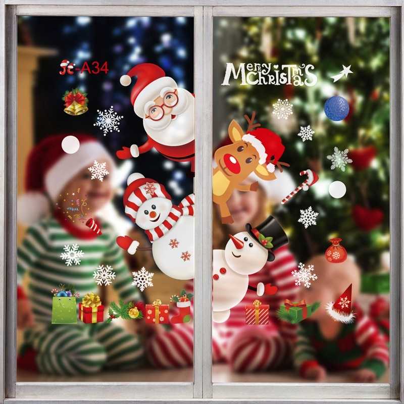 Christmas Wall Window Stickers Marry Christmas Decoration For Home 2022 Christmas Ornaments Xmas Navidad Gift New Year 2023