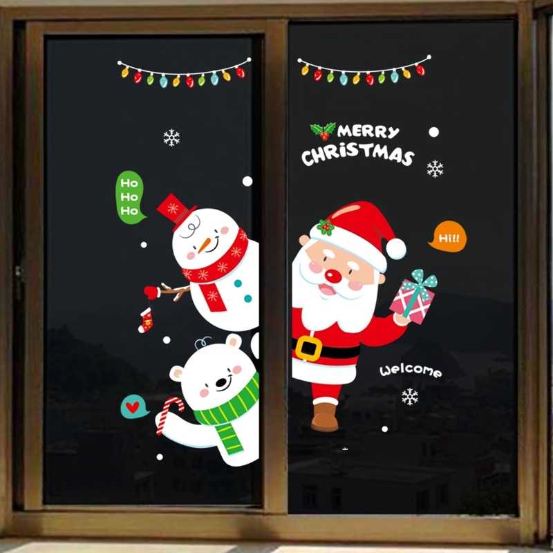 Christmas Wall Window Stickers Marry Christmas Decoration For Home 2022 Christmas Ornaments Xmas Navidad Gift New Year 2023
