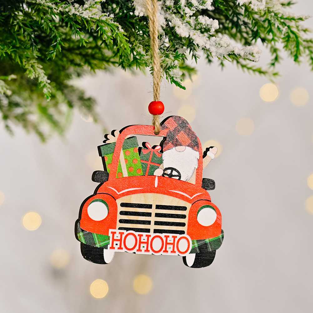 1Pc Wooden Ornaments Christmas Pendant Eco-friendly Festive Decoration Wood Material 2022 Christmas Decorations