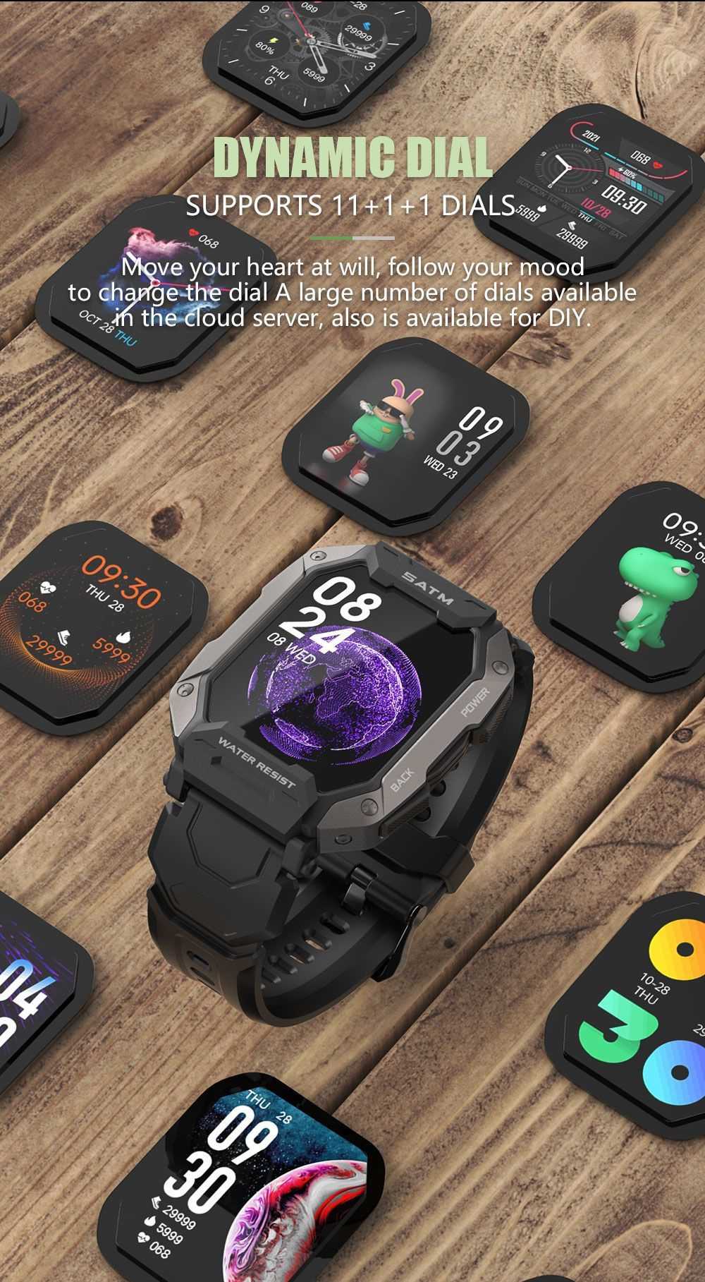 2022 New Full Touch Smartwatch For Android Xiaomi Blood Pressure Oxygen Fitness Watch 5 Atm Waterproof Smart Watch Men Military