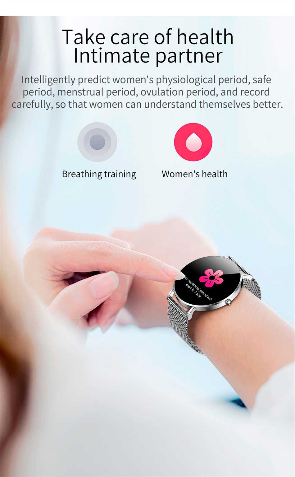 2022 New Ultra Thin Smart Watch Women 1.36" AMOLED 360*360 HD Pixel Display Always Show Time Call Reminder Smartwatch Ladies+Box