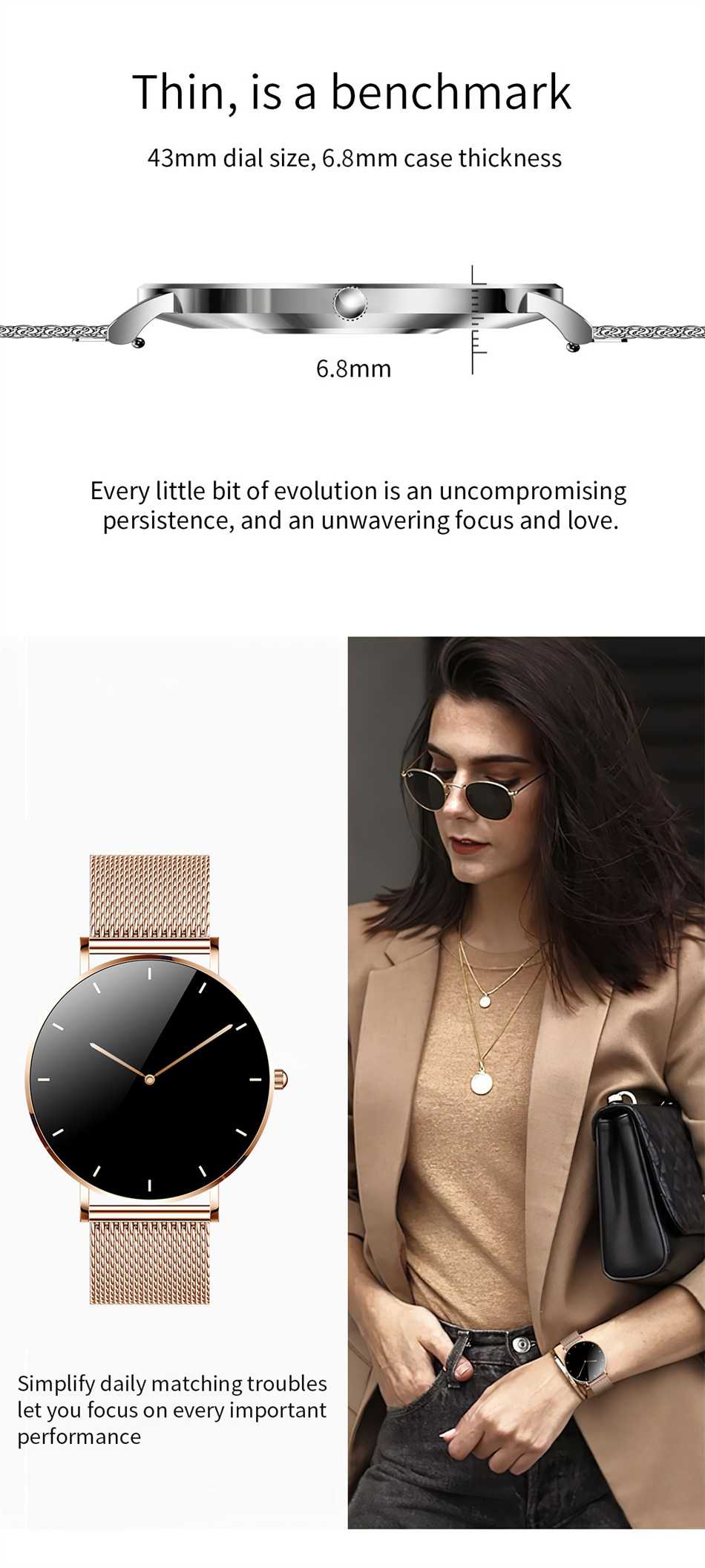 2022 New Ultra Thin Smart Watch Women 1.36" AMOLED 360*360 HD Pixel Display Always Show Time Call Reminder Smartwatch Ladies+Box