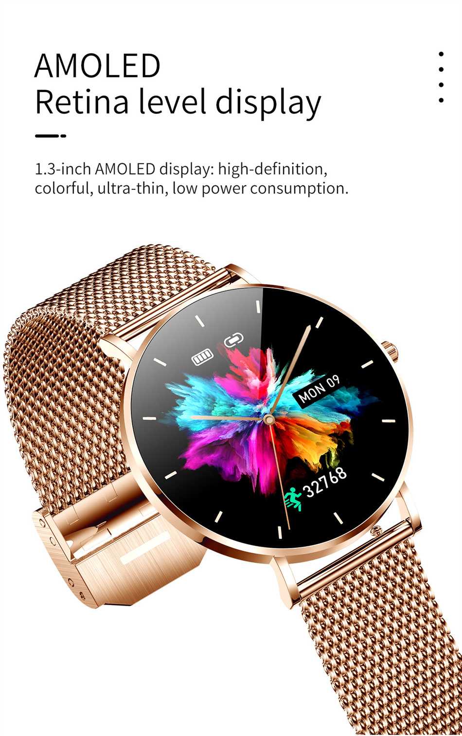2022 New Ultra Thin Smart Watch Women 1.36" AMOLED 360*360 HD Pixel Display Always Show Time Call Reminder Smartwatch Ladies+Box