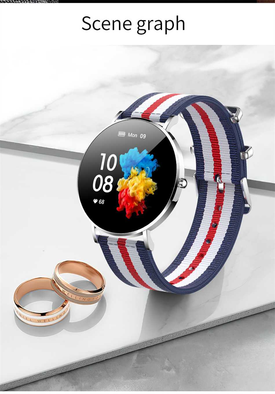 2022 New Ultra Thin Smart Watch Women 1.36" AMOLED 360*360 HD Pixel Display Always Show Time Call Reminder Smartwatch Ladies+Box