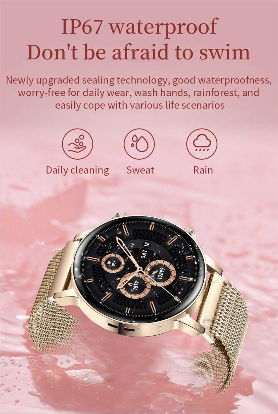 New Bluetooth Call Ladies Smart Watch Women AMOLED 360*360 HD Screen Always Display Watches Custom Dial SmartWatch For Xiaomi