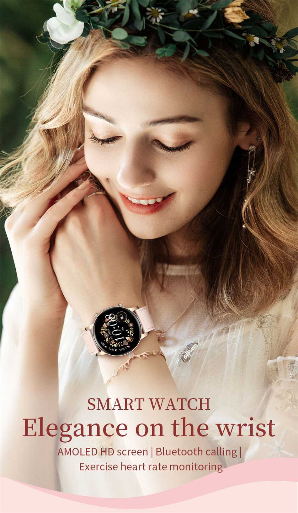 New Bluetooth Call Ladies Smart Watch Women AMOLED 360*360 HD Screen Always Display Watches Custom Dial SmartWatch For Xiaomi