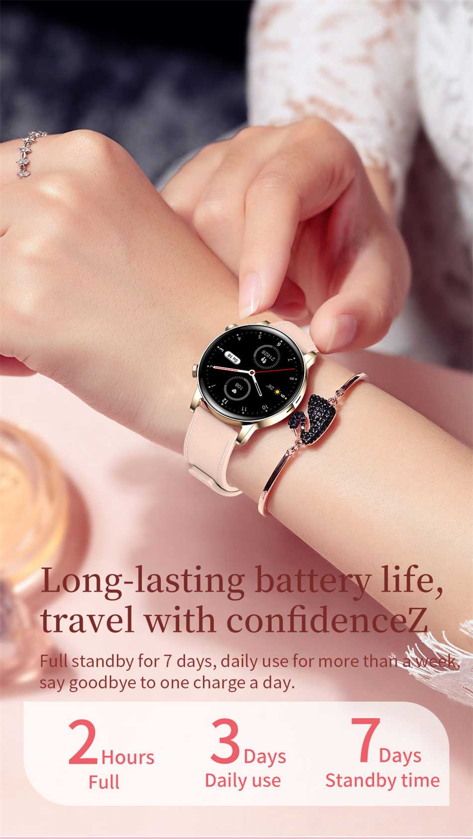 New Bluetooth Call Ladies Smart Watch Women AMOLED 360*360 HD Screen Always Display Watches Custom Dial SmartWatch For Xiaomi