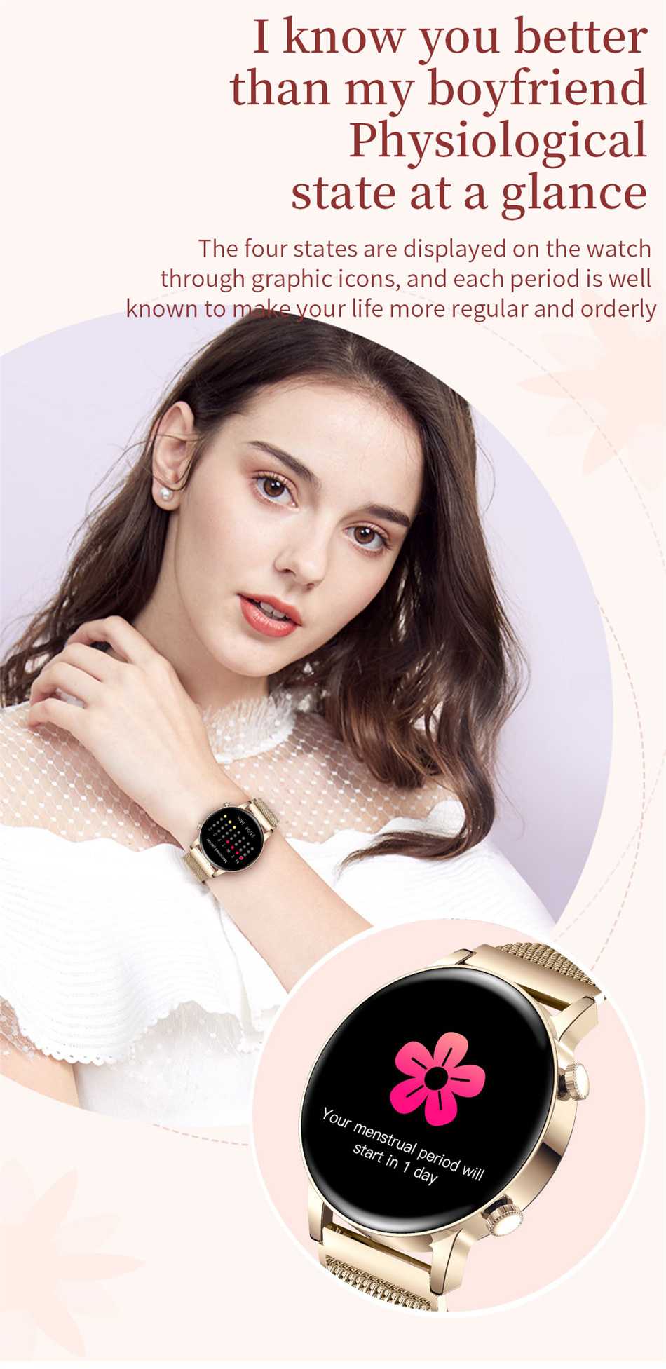 New Bluetooth Call Ladies Smart Watch Women AMOLED 360*360 HD Screen Always Display Watches Custom Dial SmartWatch For Xiaomi