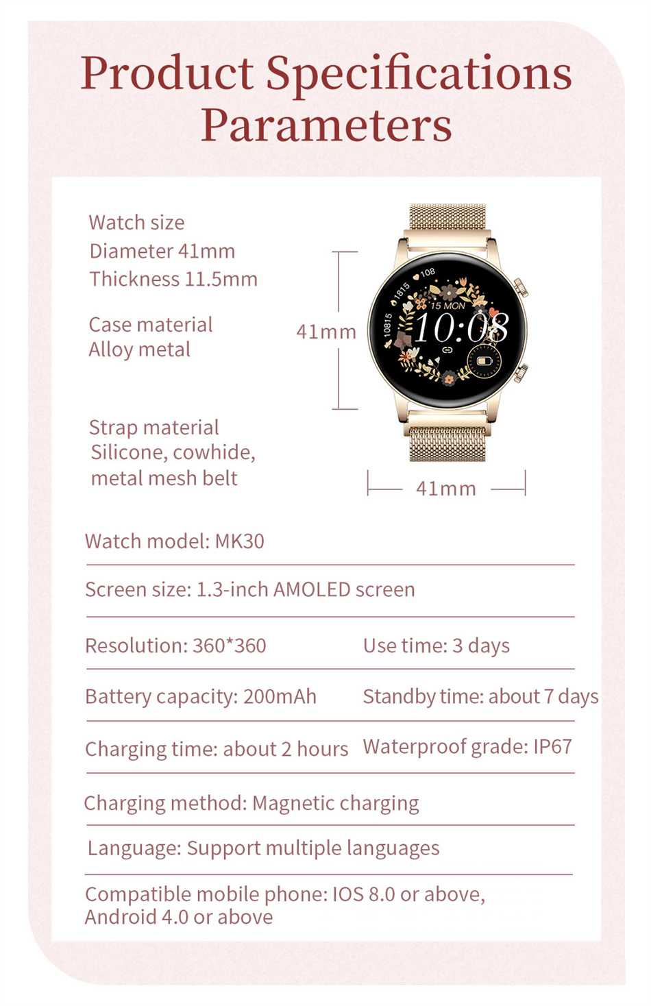 New Bluetooth Call Ladies Smart Watch Women AMOLED 360*360 HD Screen Always Display Watches Custom Dial SmartWatch For Xiaomi