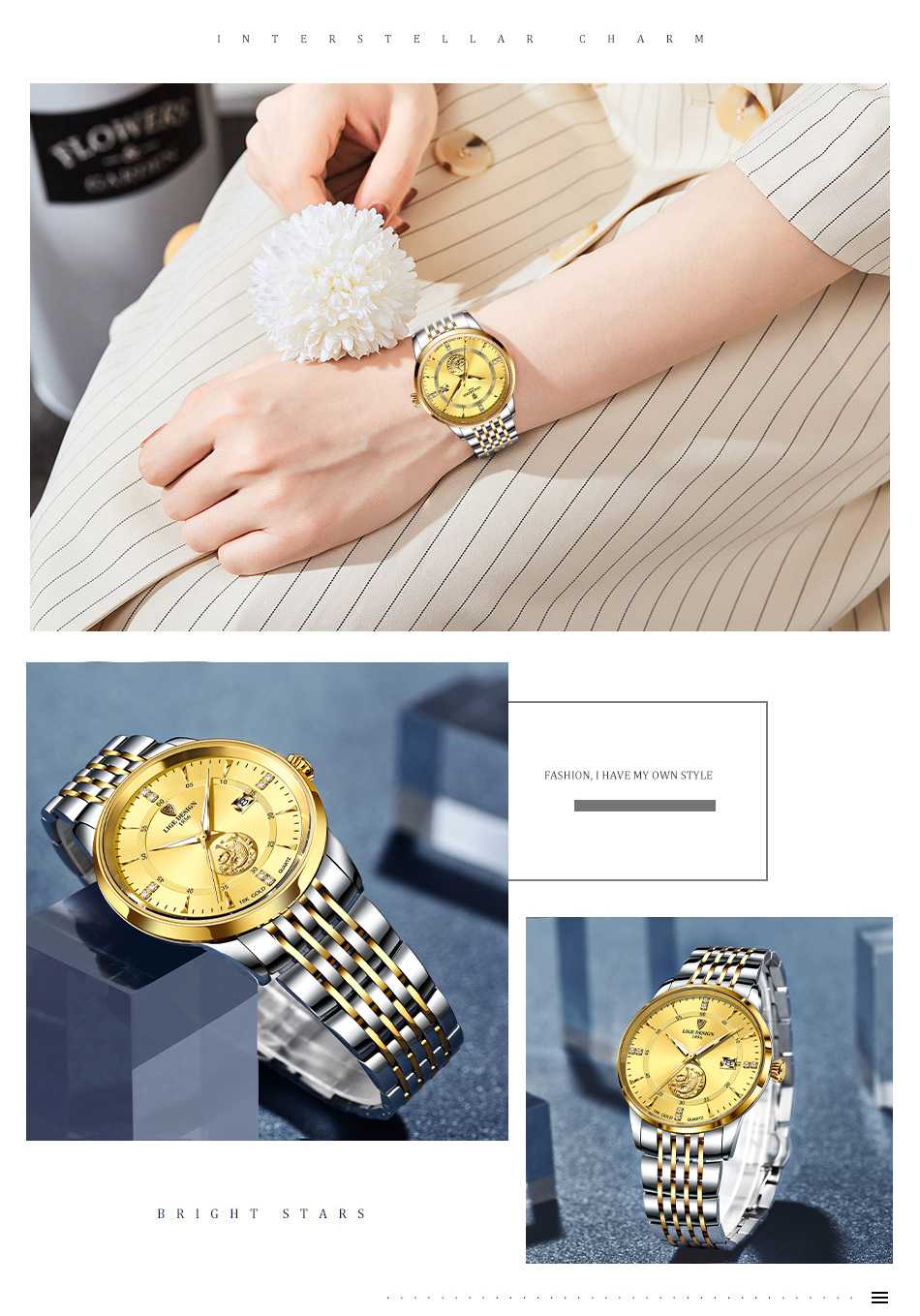 LIGE Women Watch Luxury Brand Fashion Ladies Watch Elegant Gold Steel Wristwatch Casual Female Clock Waterproof Montre Femme New