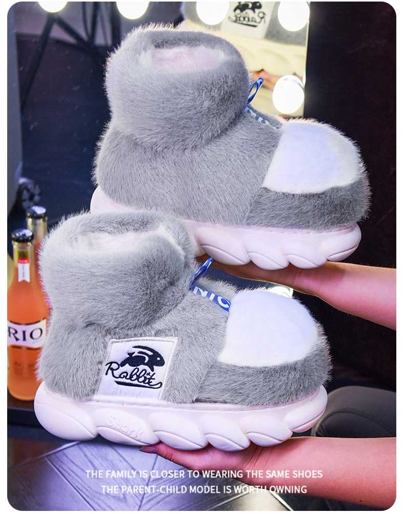 Mo Dou 2023 Women's Winter Warm Plush Lining Slippers Wrapped Heel High Top Fashion Light Weight Design Shoe For Men's Indoor