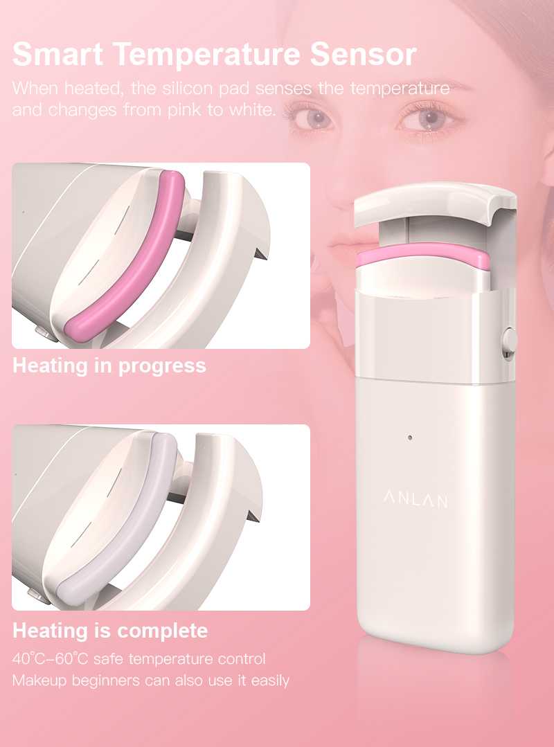 ANLAN Electric Heated Eyelash Curler Long-Lasting Curl Electric Eye Lash Perm Eyelashes Clip Eyelash Curler Device Makeup Tools